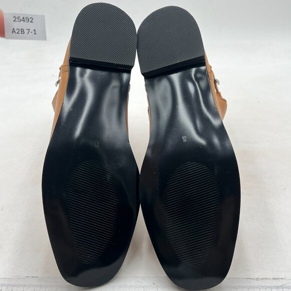 Brown Women Low Heel Back Strap Buckle Ankle Boots Square Toe Ladies Short Boots - Picture 6 of 7